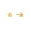 14K Gold / Pair Diamond Flower Stud Earring 14K - Adina Eden's Jewels