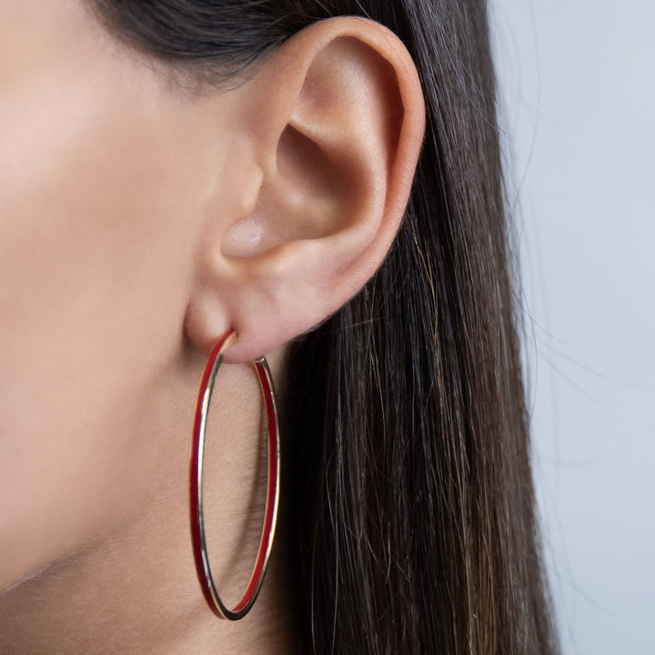  Large Enamel Hoop Earring - Adina Eden's Jewels