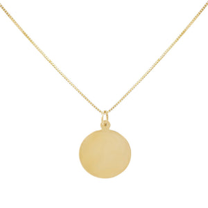 14K Gold / 18" Engraved Disc Necklace 14K - Adina Eden's Jewels