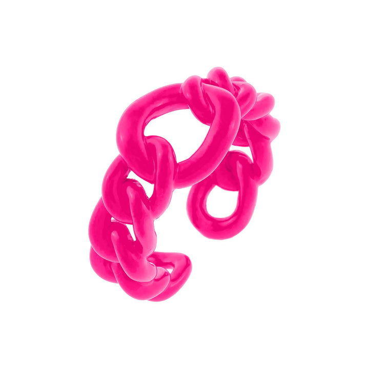 Neon Pink Enamel Chunky Chain Ring - Adina Eden's Jewels