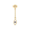 Sapphire Blue / Single Diamond Evil Eye Chain Stud Earring 14K - Adina Eden's Jewels