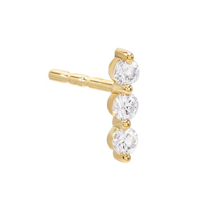 14K Gold / Single Diamond Trio Bezel Stud Earring 14K - Adina Eden's Jewels