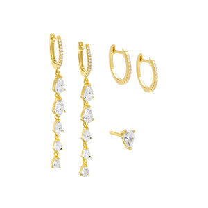 Gold Colored Teardrop Earring Combo Set - Adina Eden's Jewels