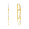 Gold Baguette Chain Huggie Earring - Adina Eden's Jewels