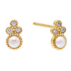 Pearl White Pearl Cluster Stud Earring - Adina Eden's Jewels