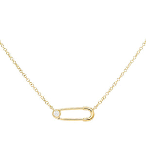 14K Gold Diamond Safety Pin Necklace 14K - Adina Eden's Jewels