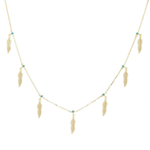 Turquoise Leaf Charm Necklace - Adina Eden's Jewels