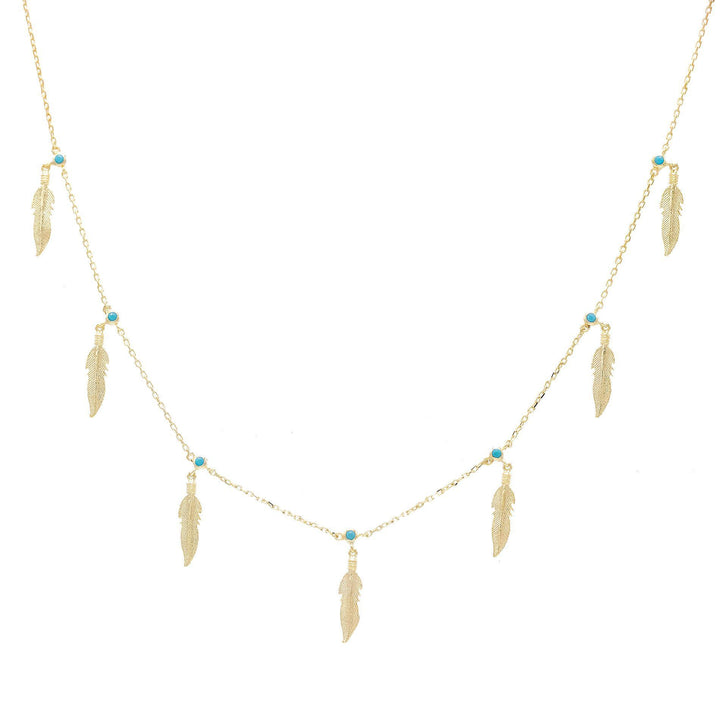 Turquoise Leaf Charm Necklace - Adina Eden's Jewels