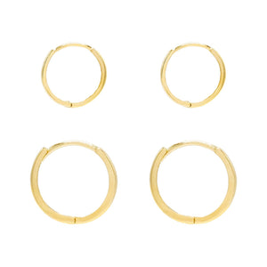  Solid Huggie Earring Combo Set 14K - Adina Eden's Jewels