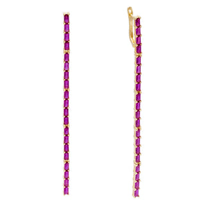 GREEN Baguette Long Bar Stud Earring - Adina Eden's Jewels