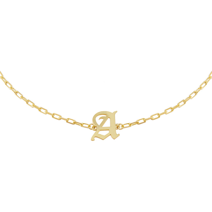 Gold / D Old English Initial Open Link Choker - Adina Eden's Jewels