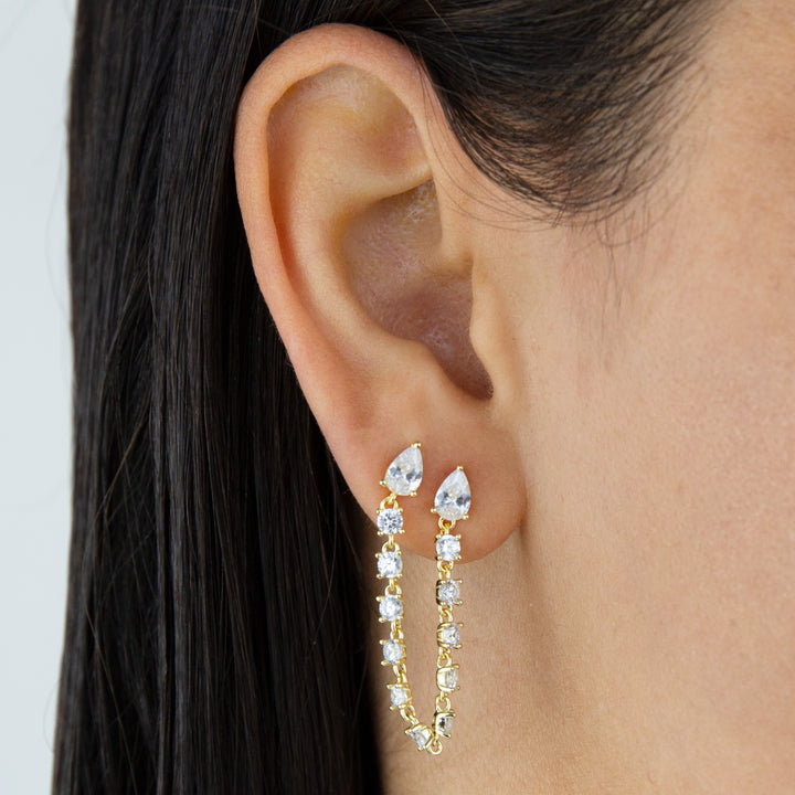  Multi Marquise Chain Stud Earring - Adina Eden's Jewels