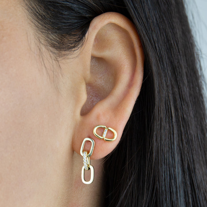  CZ X Solid Link Stud Earring - Adina Eden's Jewels