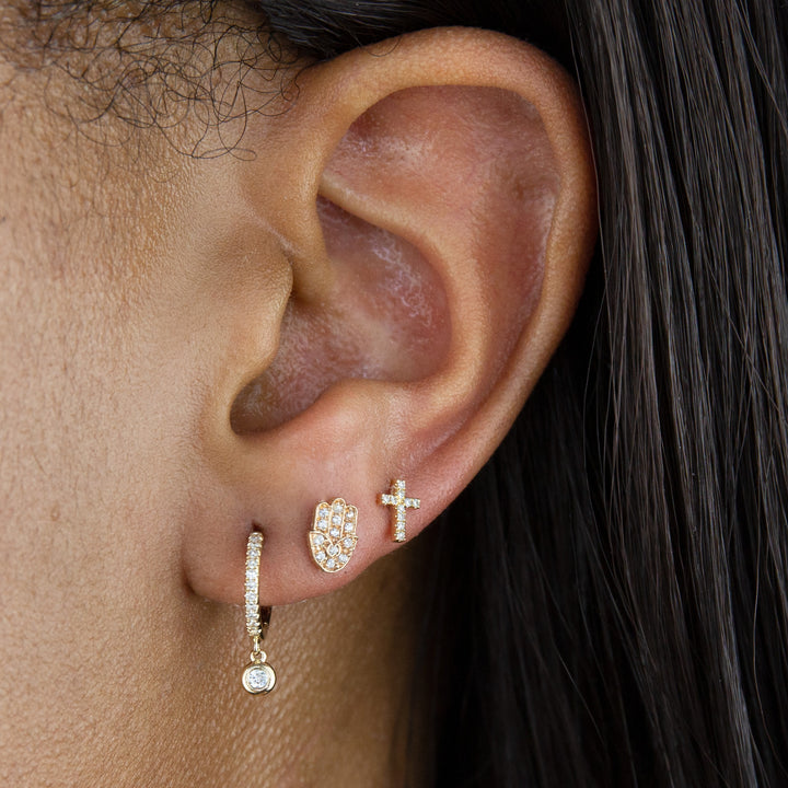  Diamond Bezel Huggie Earring 14K - Adina Eden's Jewels