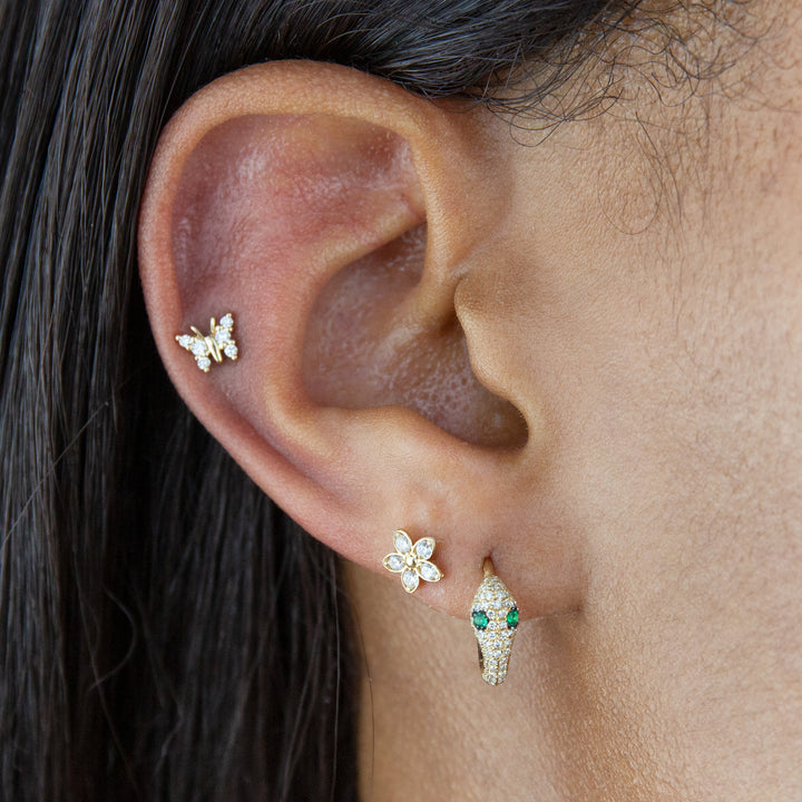  Diamond Serpent Huggie Earring 14K - Adina Eden's Jewels