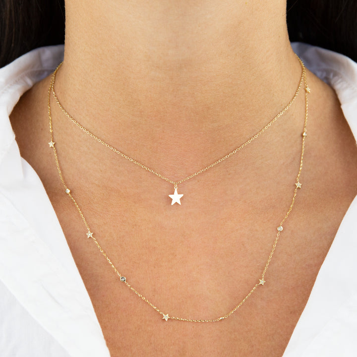  Dainty Solid Star Necklace 14K - Adina Eden's Jewels