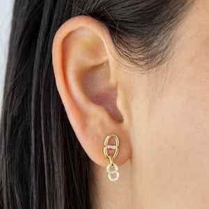  CZ Double Link Drop Earring - Adina Eden's Jewels