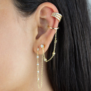  Bezel Triple Row Ear Cuff - Adina Eden's Jewels