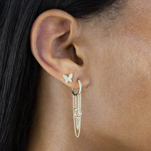  Diamond Chain Drop Huggie Earring 14K - Adina Eden's Jewels