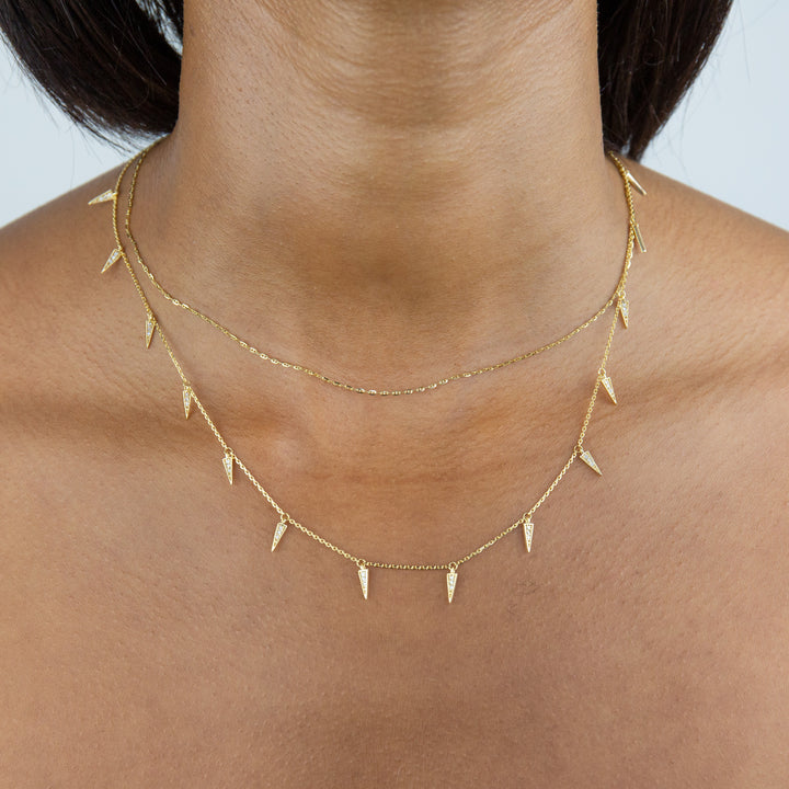  Diamond Dangling Spike Necklace 14K - Adina Eden's Jewels