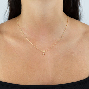  Cross X Ball Chain Necklace 14K - Adina Eden's Jewels