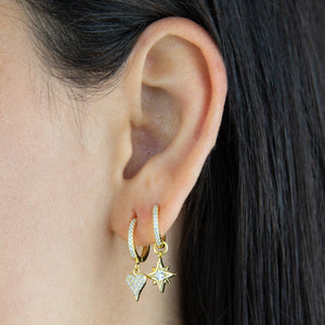  CZ Starburst Charm Huggie Earring - Adina Eden's Jewels