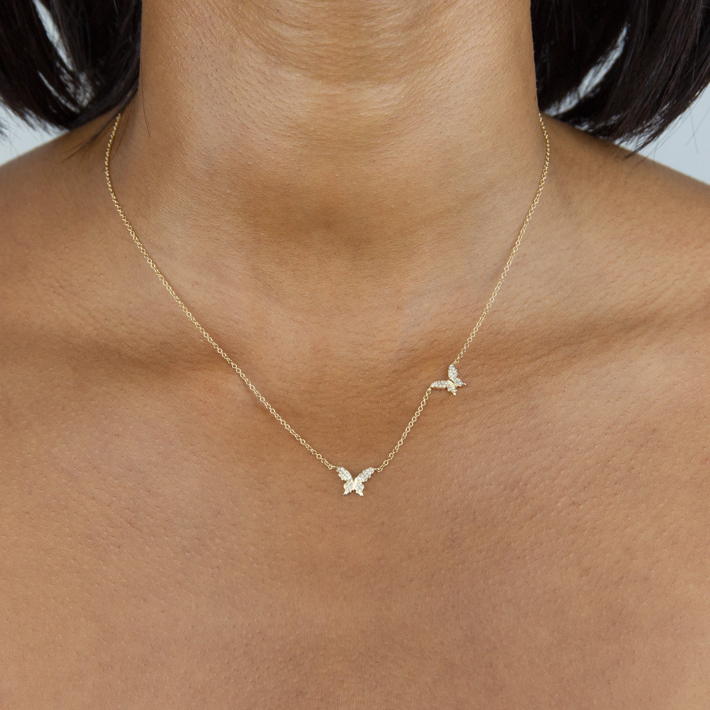 Diamond Double Butterfly Necklace 14K Adina Eden Jewels