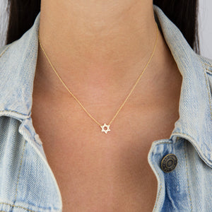  Solid Star of David Necklace 14K - Adina Eden's Jewels