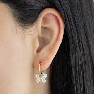  Diamond Butterfly Huggie Earring 14K - Adina Eden's Jewels