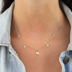  Diamond Dangling Charms Necklace 14K - Adina Eden's Jewels