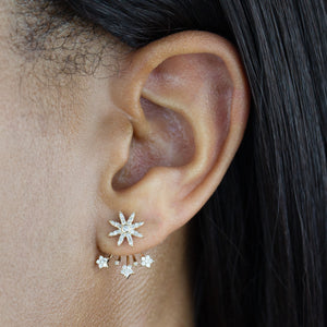  Diamond Starburst Ear Jacket Stud Earring 14K - Adina Eden's Jewels