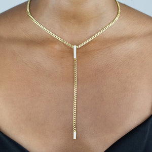  CZ Bar Cuban Chain Lariat - Adina Eden's Jewels