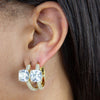  Large CZ Stone X Pavé Hoop Earring - Adina Eden's Jewels