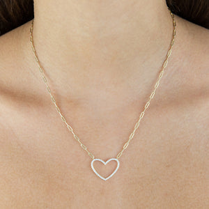  CZ Open Heart Link Necklace - Adina Eden's Jewels