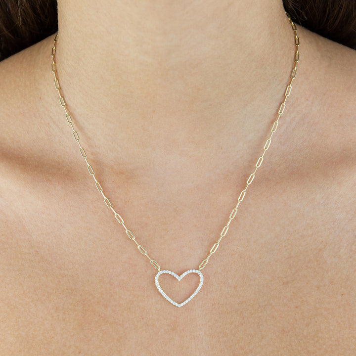  CZ Open Heart Link Necklace - Adina Eden's Jewels
