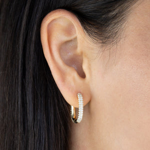  Pavé Oval Huggie Earring - Adina Eden's Jewels