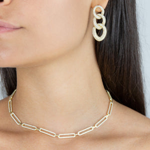  Pavé Chunky Link Drop Stud Earring - Adina Eden's Jewels