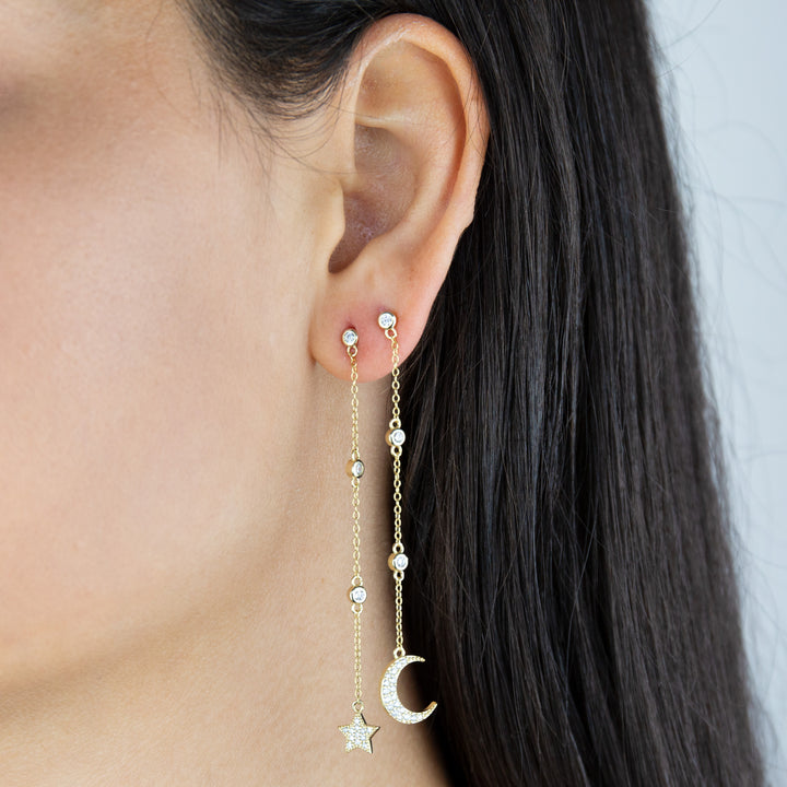  CZ Celestial Chain Drop Earring - Adina Eden's Jewels