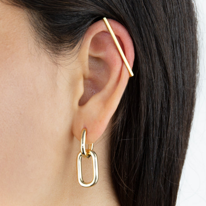  Oval Link Drop Huggie Earring - Adina Eden's Jewels