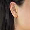  Bezel Chain Drop Stud Earring - Adina Eden's Jewels