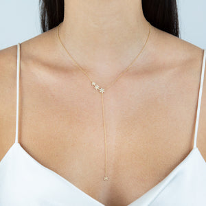  Diamond Triple Flower Lariat 14K - Adina Eden's Jewels