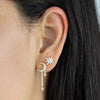  CZ Crescent Chain Drop Stud Earring - Adina Eden's Jewels