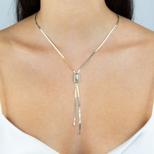  Thin Herringbone Lariat 14K - Adina Eden's Jewels
