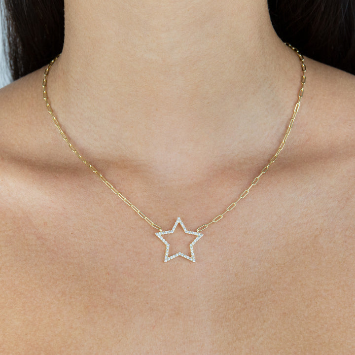  CZ Open Star Link Necklace - Adina Eden's Jewels