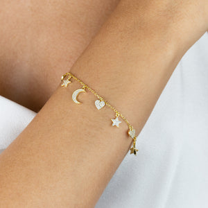  Pavé Dangling Charms Bracelet - Adina Eden's Jewels