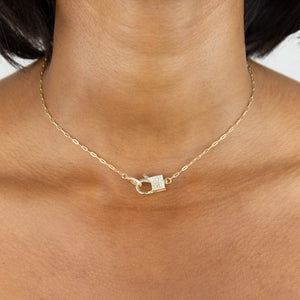  Pavé Square Clasp Link Necklace - Adina Eden's Jewels