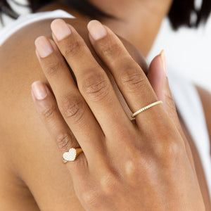 Pavé Heart Pinky Ring - Adina Eden's Jewels