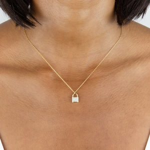  CZ Lock Link Necklace - Adina Eden's Jewels