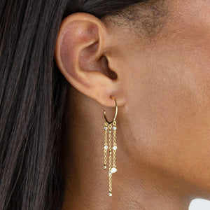  Bezel Drop Hoop Earring - Adina Eden's Jewels