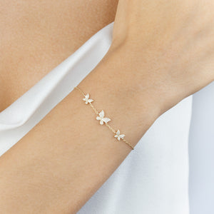  Diamond Triple Butterfly Bracelet 14K - Adina Eden's Jewels